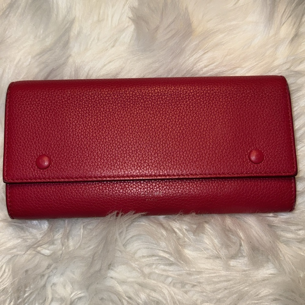 Celine Pink Drummed Leather Large Multifunction Flap Wallet NWT - Picture 6 of 17
